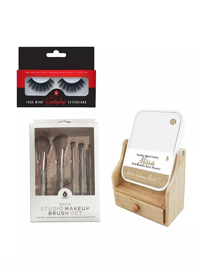 Набор Glamour Essentials: набор кистей для макияжа Studio, накладные ресницы (в одной упаковке) и — изображение 1 из 3