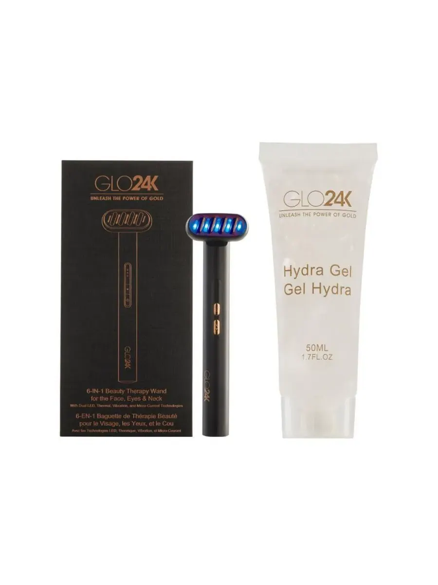Набор для ухода за кожей с LED-терапией, вибрацией, микротоками и гелем GLO24K — изображение 1 из 1