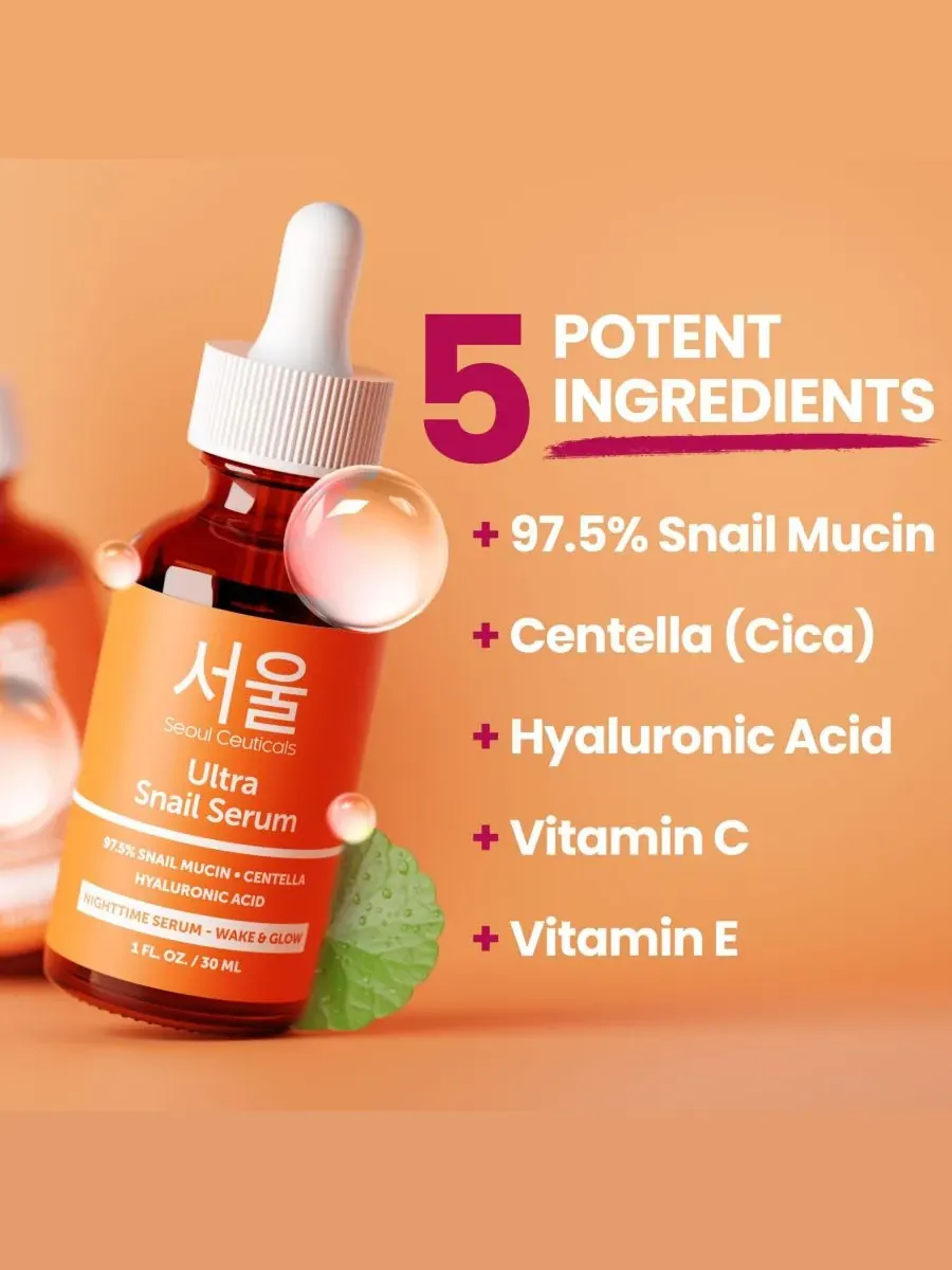 Сыворотка Seoul Ceuticals — Корейская с муцином улитки для ухода за кожей. K Beauty Skincare — изображение 3 из 9