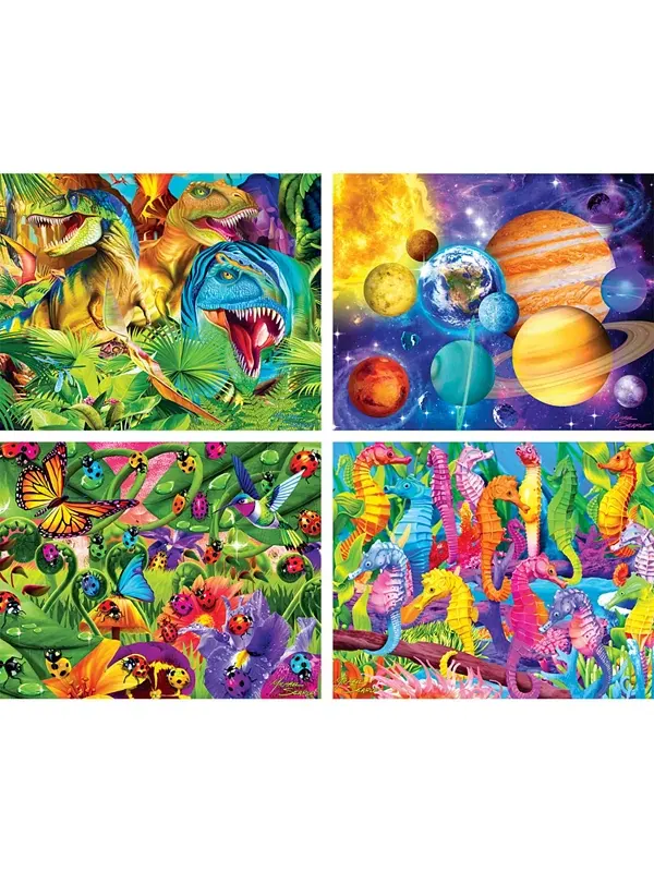 Шедевры, светящиеся в темноте. Набор из 4 пазлов по 100 деталей — версия 2 Masterpieces Puzzles — изображение 2 из 3