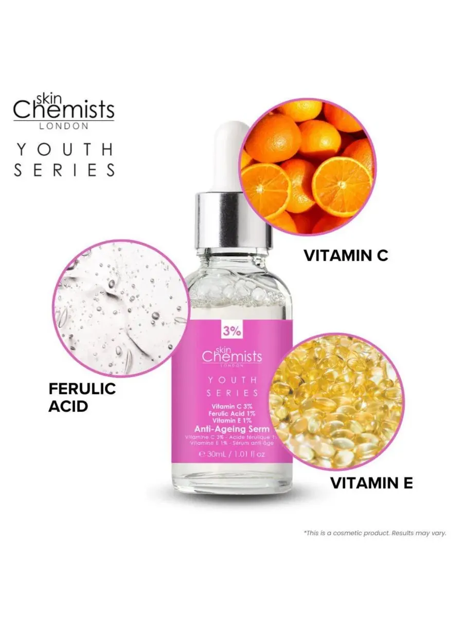Сыворотка для лица Anti-Aging с витамином C 3%, феруловой кислотой 1%, витамином E 1% 30мл — изображение 2 из 6