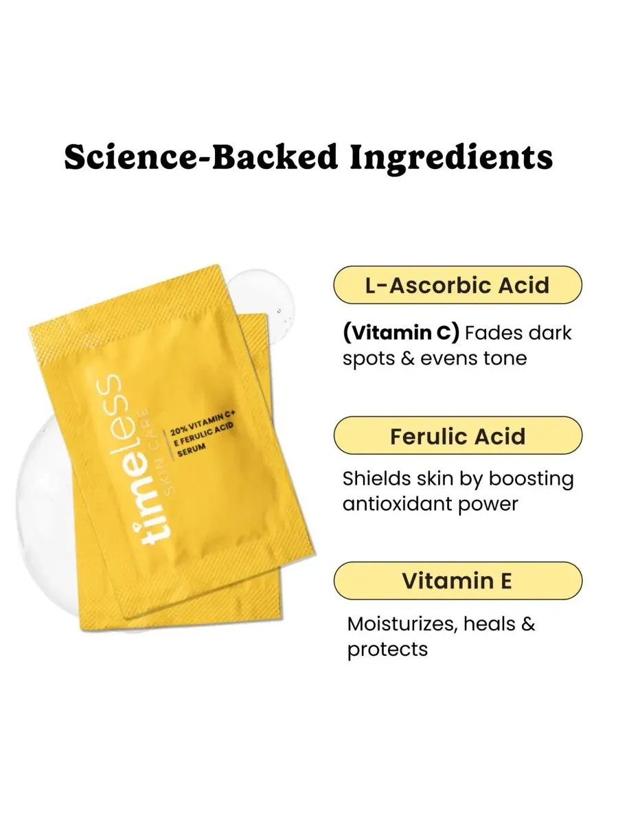 Сыворотка Timeless Skin Care — С % витамином С + Е и феруловой кислотой в одноразовых пакетиках — изображение 2 из 7