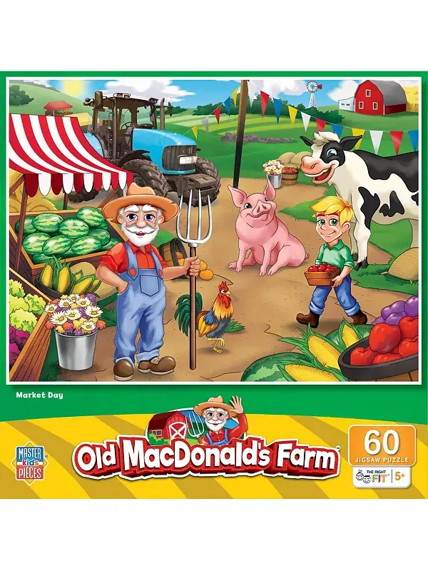 Пазл из 60 деталей «Ферма старого Макдональда» на тему рыночного дня Masterpieces Puzzles — мульти
