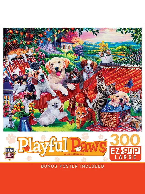 Шедевры игривых лапок — ленивый вечерний пазл из 300 деталей EZ Grip Masterpieces Puzzles — изображение 1 из 3