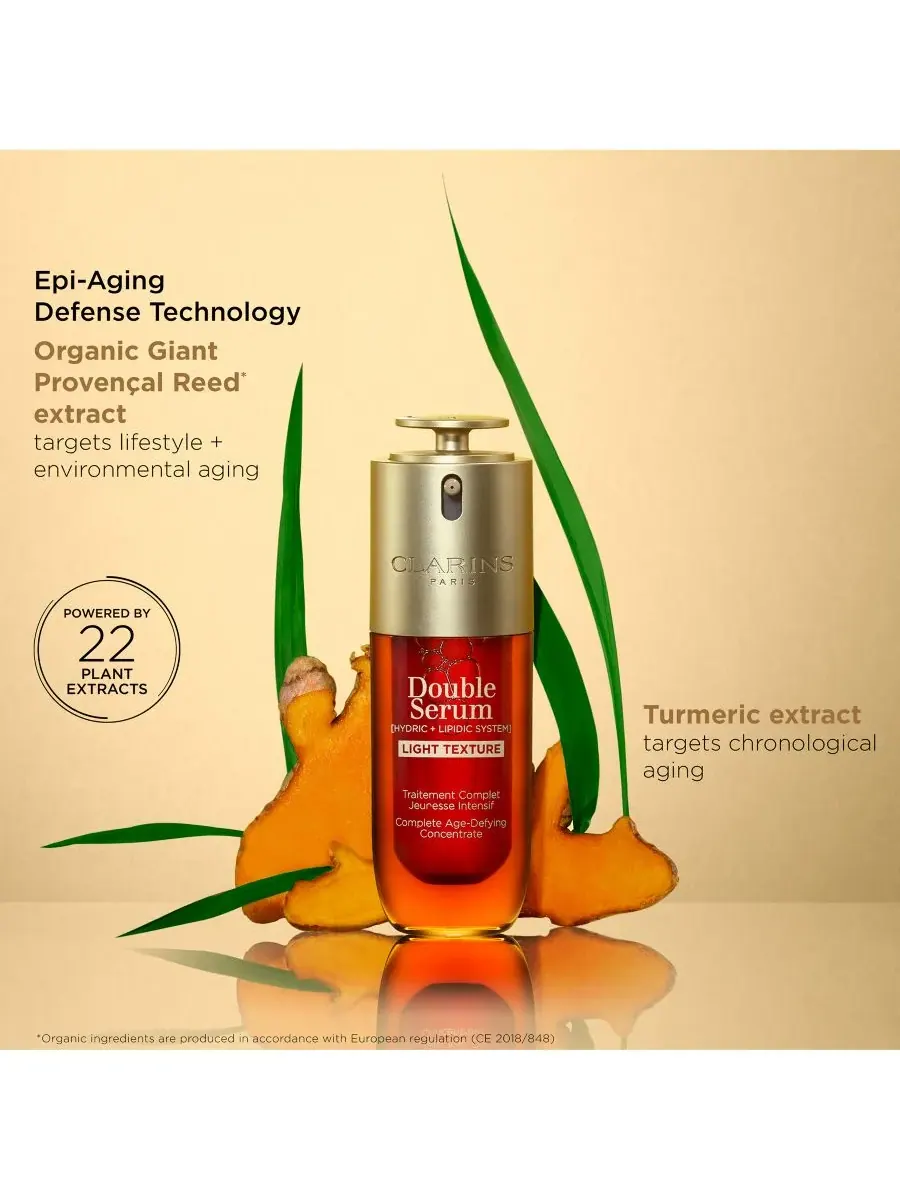 Сыворотка Clarins — DOUBLE SERUM с легкой текстурой для укрепления кожи, придания сияния и сужения — изображение 4 из 10