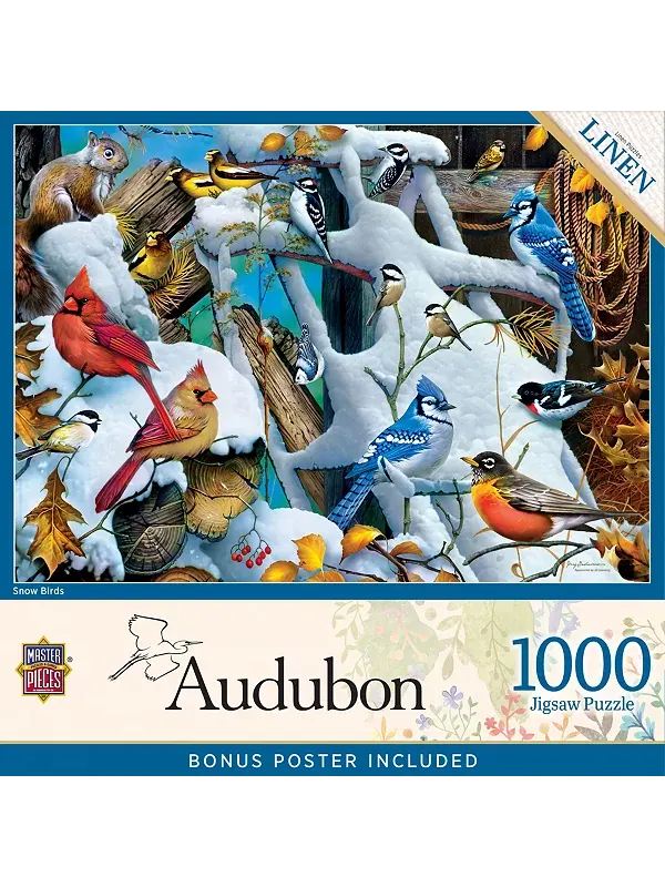 Шедевры Одюбона - пазл из 1000 деталей "Снежные птицы" для взрослых Masterpieces Puzzles — изображение 1 из 3