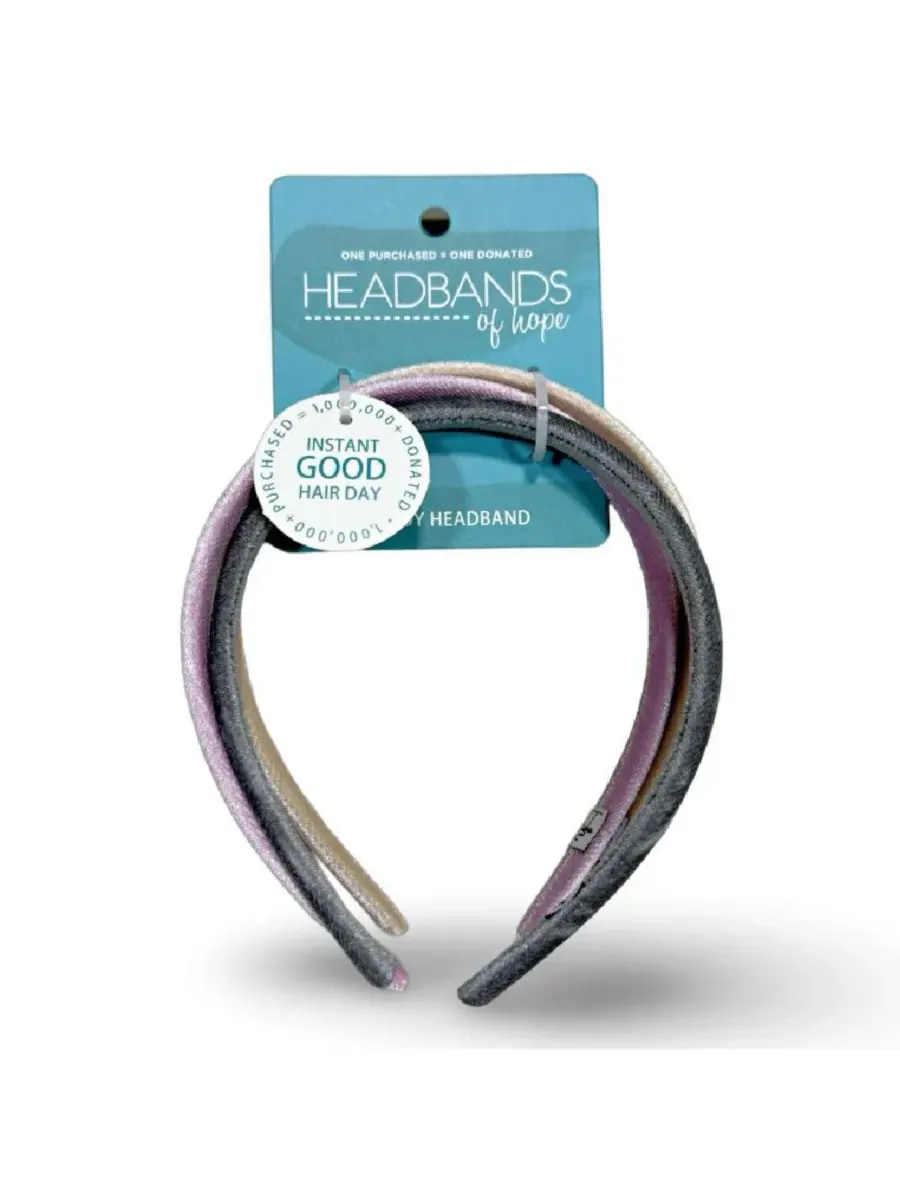 Headbands of Hope Классический набор тонких мягких повязок на голову - бежевый + фиолетовый + серый — изображение 2 из 6