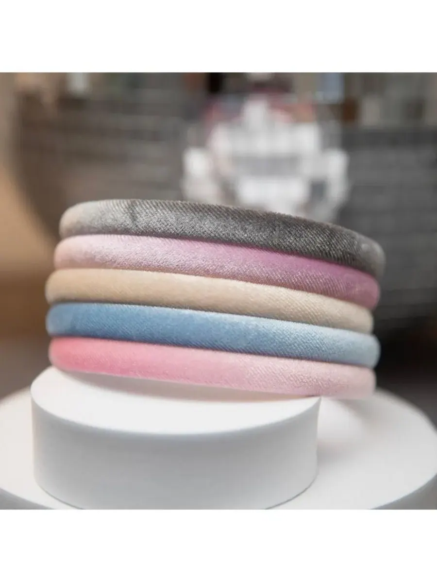 Headbands of Hope Классический набор тонких мягких повязок на голову - бежевый + фиолетовый + серый — изображение 3 из 6