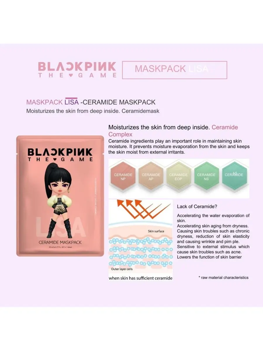 SIIA Cosmetics Набор масок BLACKPINK THE GAME - LISA (CERAMIDE) — изображение 3 из 9