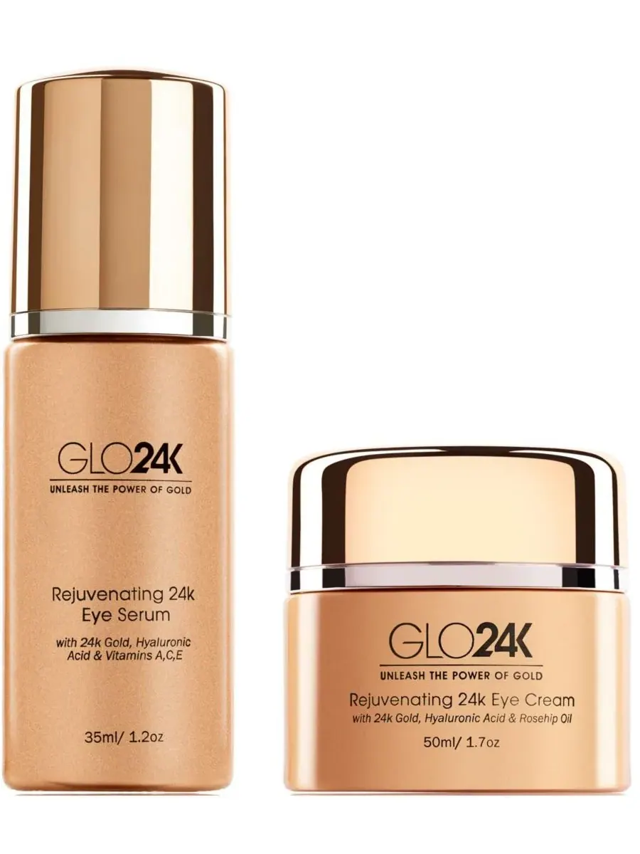 GLO24K Омолаживающий крем и сыворотка для глаз с 24-каратным золотом