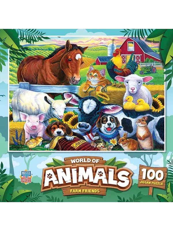 Шедевры мира животных - пазл «Друзья на ферме» из 100 деталей Masterpieces Puzzles — изображение 1 из 3