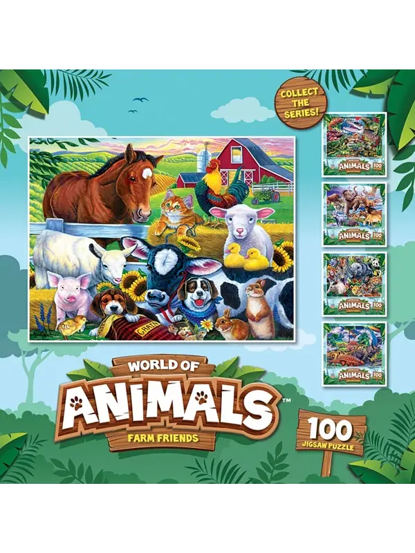Шедевры мира животных - пазл «Друзья на ферме» из 100 деталей Masterpieces Puzzles — изображение 3 из 3