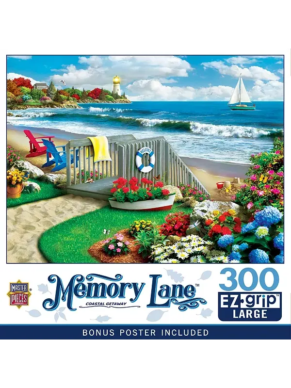 Шедевры памяти: отдых на побережье, пазл EZ Grip из 300 деталей Masterpieces Puzzles — изображение 1 из 3