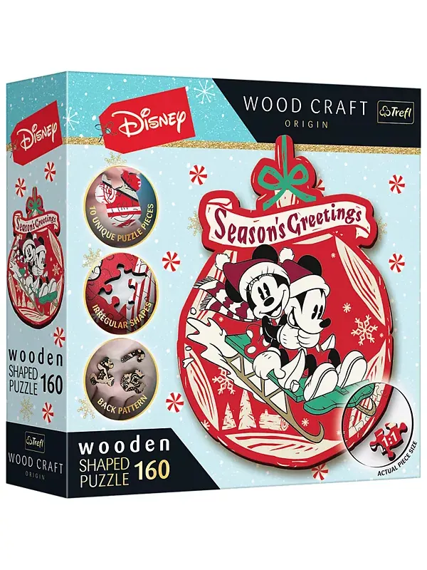 Деревянный пазл из 160 деталей - рождественский Микки Маус от Disney Trefl