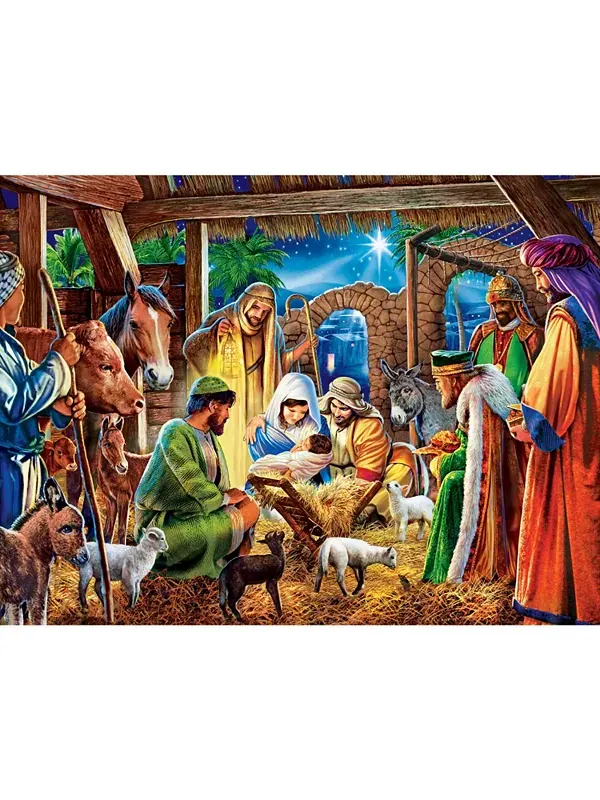 Шедевры, счастливых праздников - в яслях, пазл EZ Grip из 300 деталей Masterpieces Puzzles — изображение 2 из 3