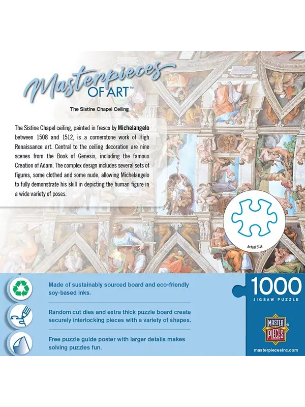 Пазл «Шедевры» из 1000 деталей — Сикстинская капелла — 19,25"x26,75" Masterpieces Puzzles — изображение 3 из 3