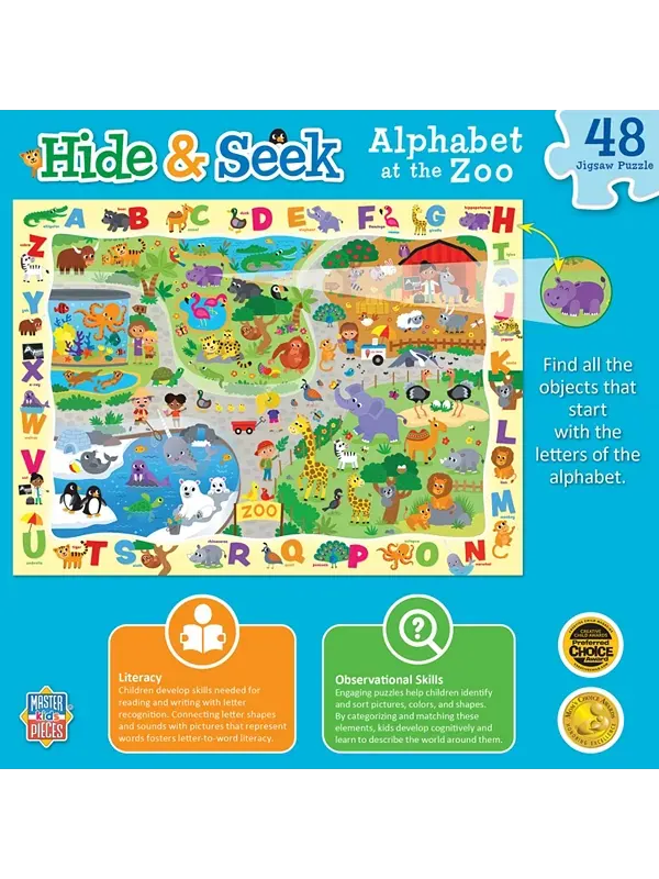 Прятки - алфавит в зоопарке пазл из 48 деталей Masterpieces Puzzles — изображение 3 из 3