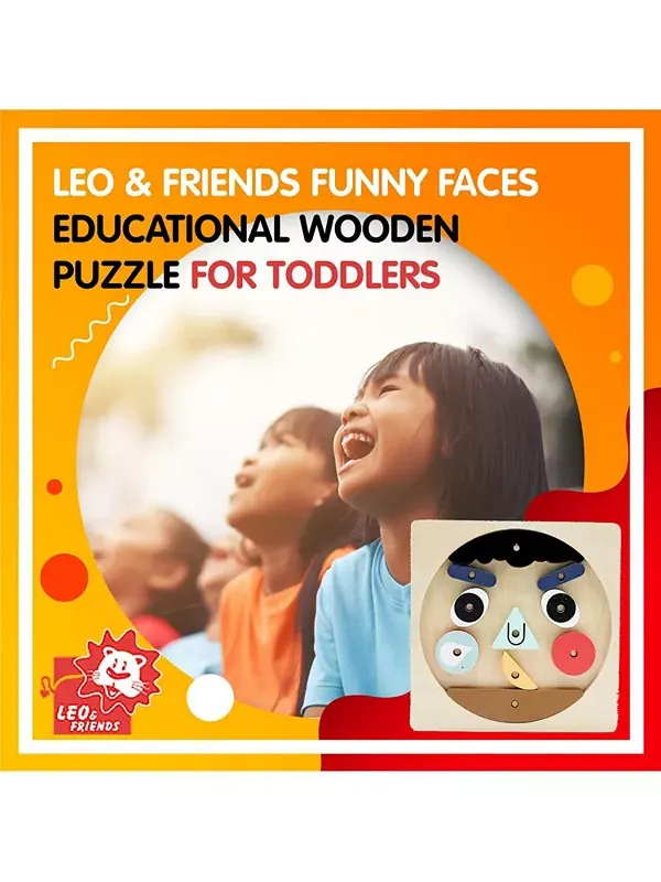 Развивающий деревянный пазл «Веселые рожицы» для малышей Leo & Friends — изображение 2 из 3
