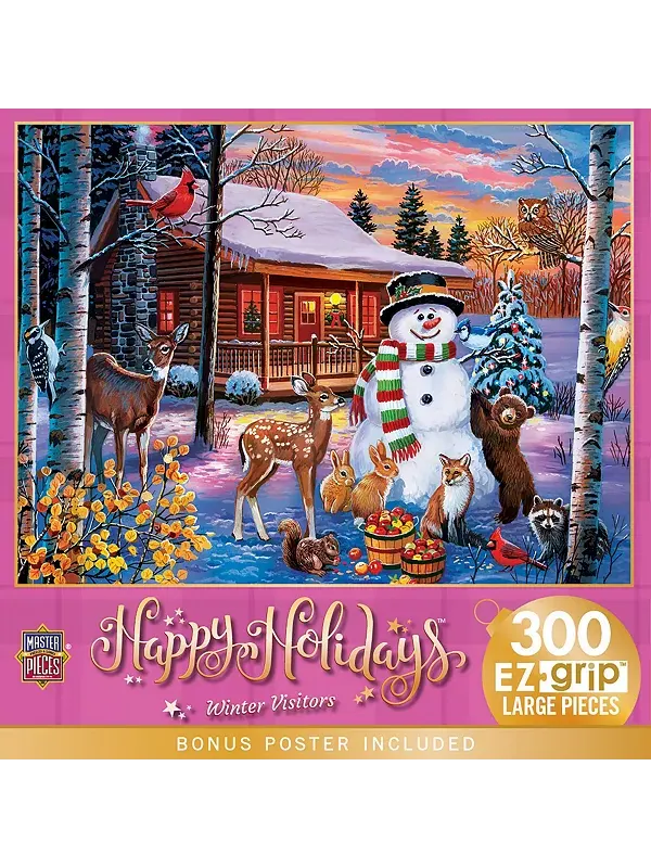 Шедевры счастливых праздников - зимние гости пазл ez grip из 300 деталей Masterpieces Puzzles — изображение 1 из 3