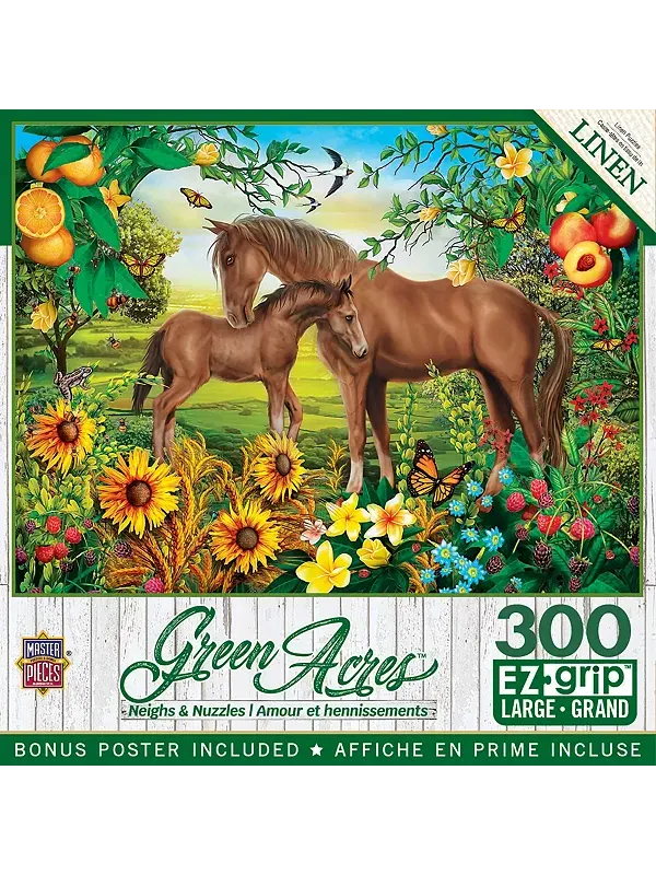 Зелёные акры — ржёт и тыкается носом, пазл EZ Grip из 300 деталей Masterpieces — мульти
