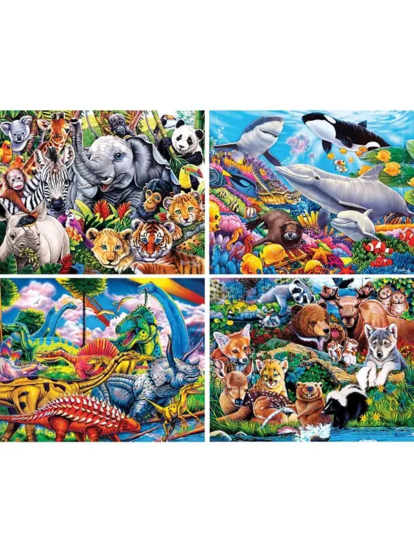 Шедевры мира животных, набор из 4 пазлов по 100 деталей Masterpieces Puzzles — изображение 2 из 3