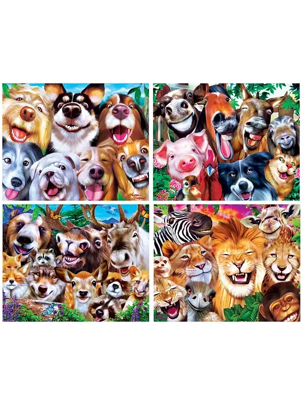 Набор пазлов для детей Masterpieces - селфи, 4 штуки по 100 штук Masterpieces Puzzles — изображение 2 из 3