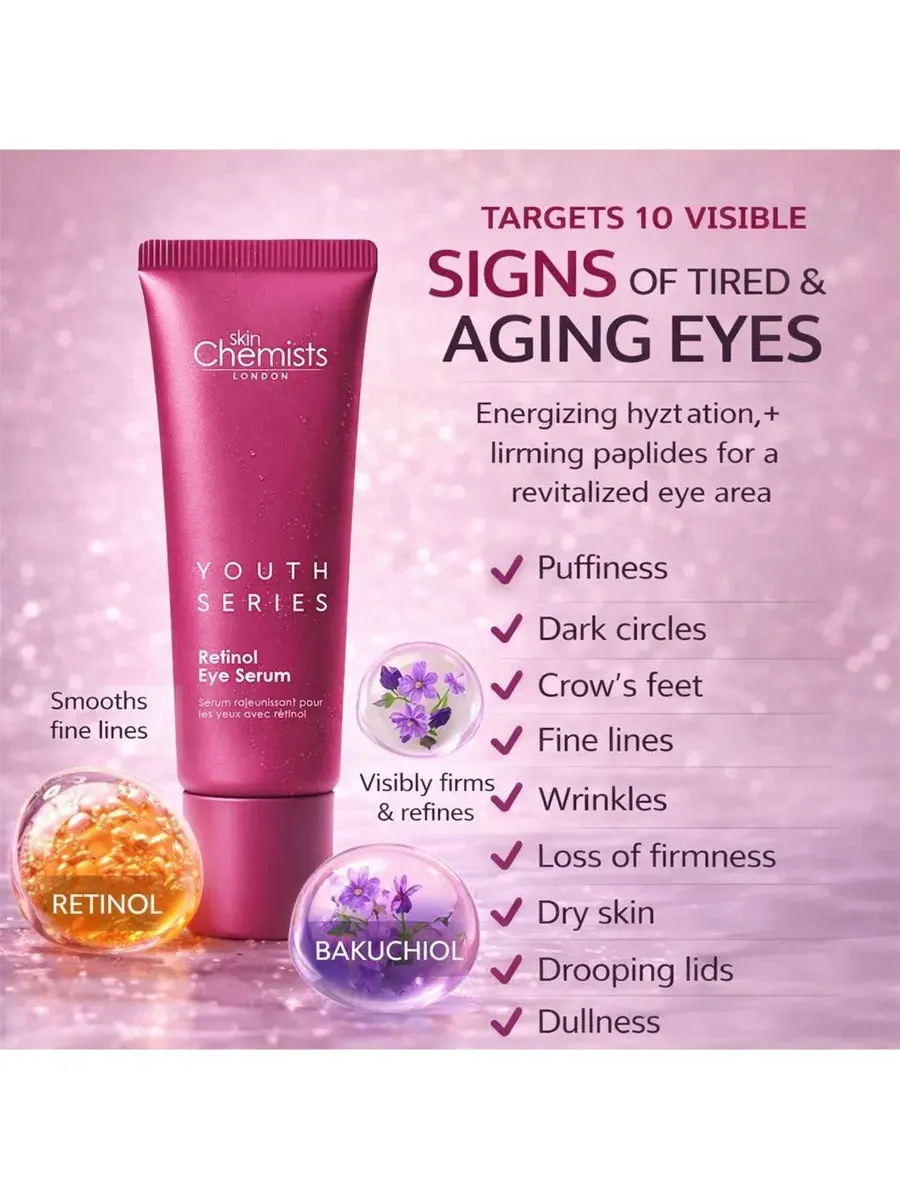 Сыворотка для глаз с ретинолом и бакучиолом, 15 мл, Retinol & Bakuchiol Eye Serum skinChemists — изображение 4 из 6