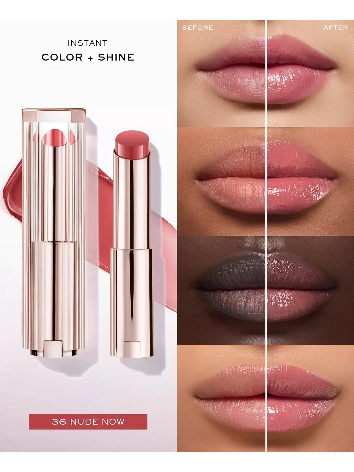 Увлажняющий бальзам для губ Lancome Lip Idole Squalane-12 Butterglow, 36 Nude Now, 3 г — изображение 2 из 3
