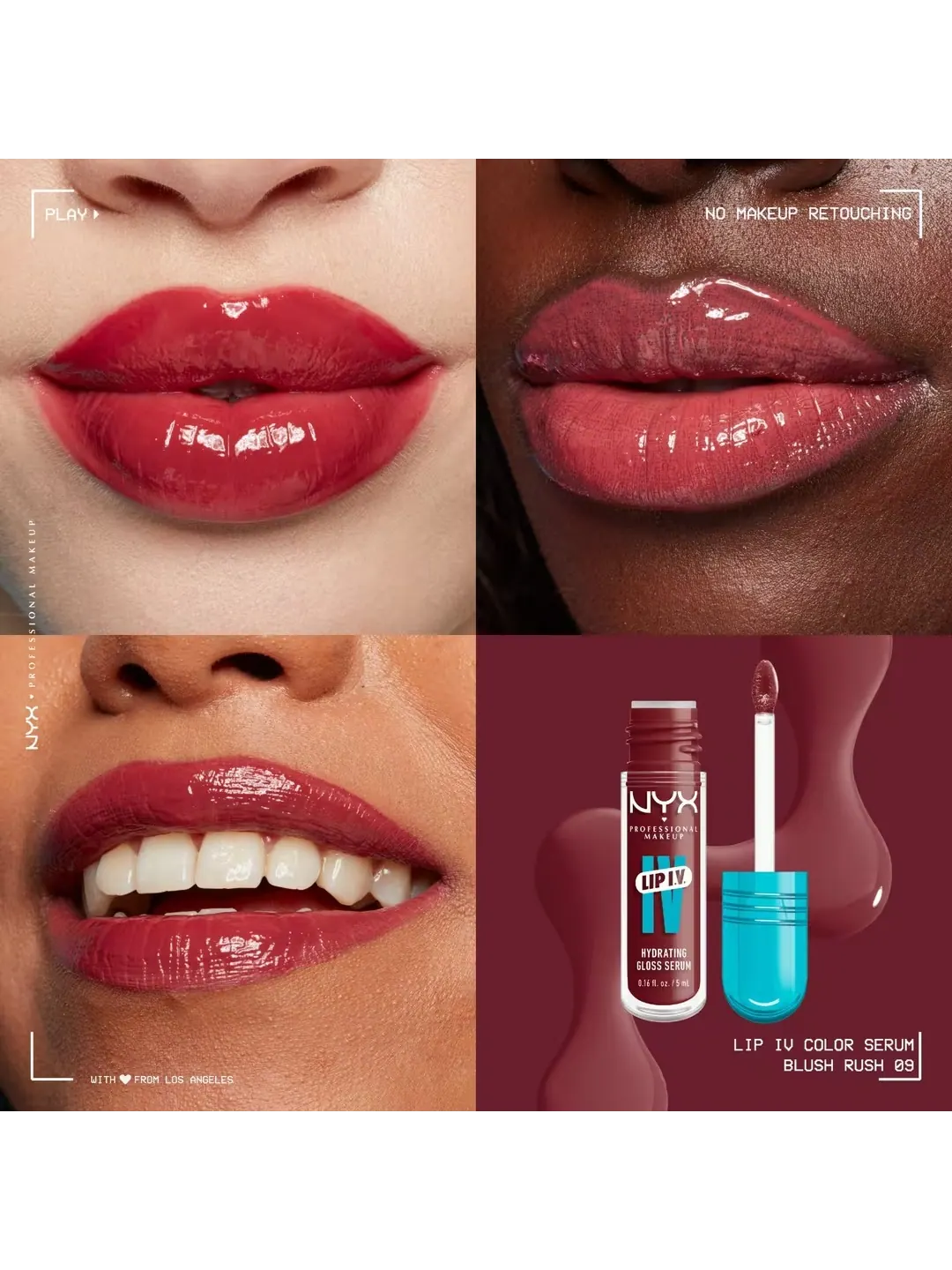 Увлажняющий блеск для губ NYX Professional Makeup Lip I.V. Hydrating Gloss Stain, Blush Rush, 5 мл — изображение 4 из 4