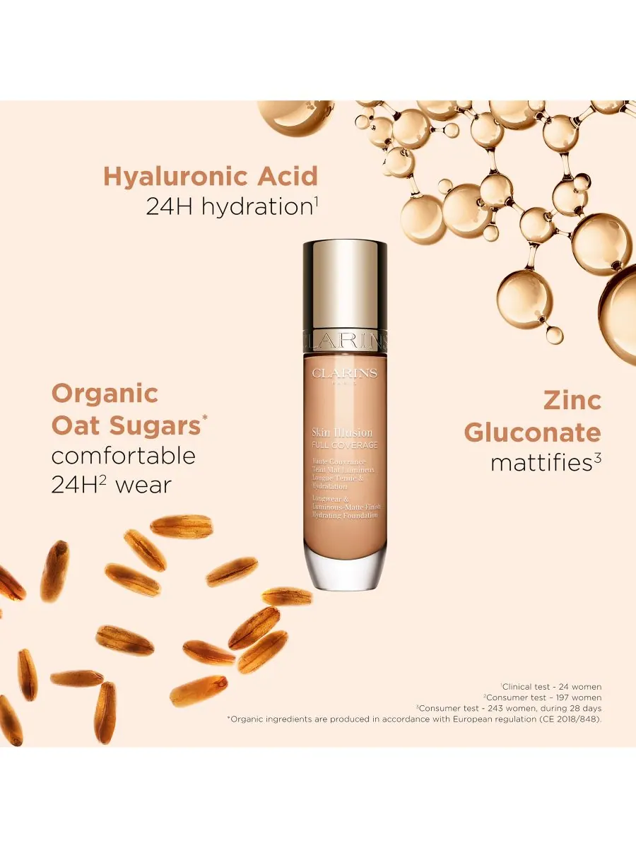 Тональный крем Skin Illusion с полным покрытием и длительной стойкостью Clarins, цвет 102.5c — изображение 6 из 9