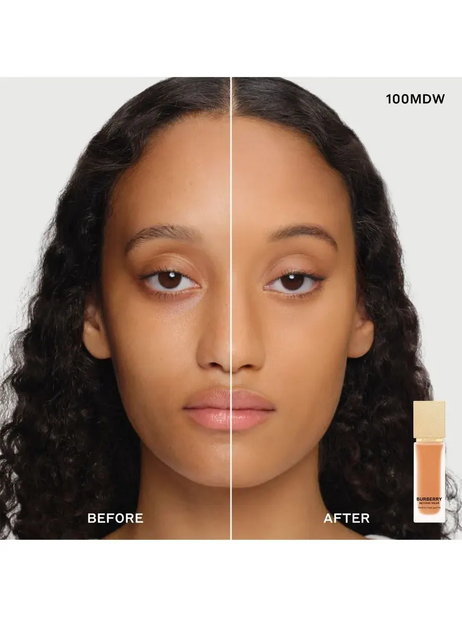 Тональный крем Beyond Wear Perfecting Matte Foundation, 1 унция Burberry, 100 Medium Deep Warm — изображение 3 из 10