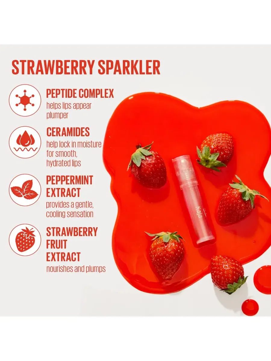 Увлажняющий и увеличивающий объем блеск для губ Juicy Glass, 4 г Kaja, strawberry sparkler — изображение 6 из 9
