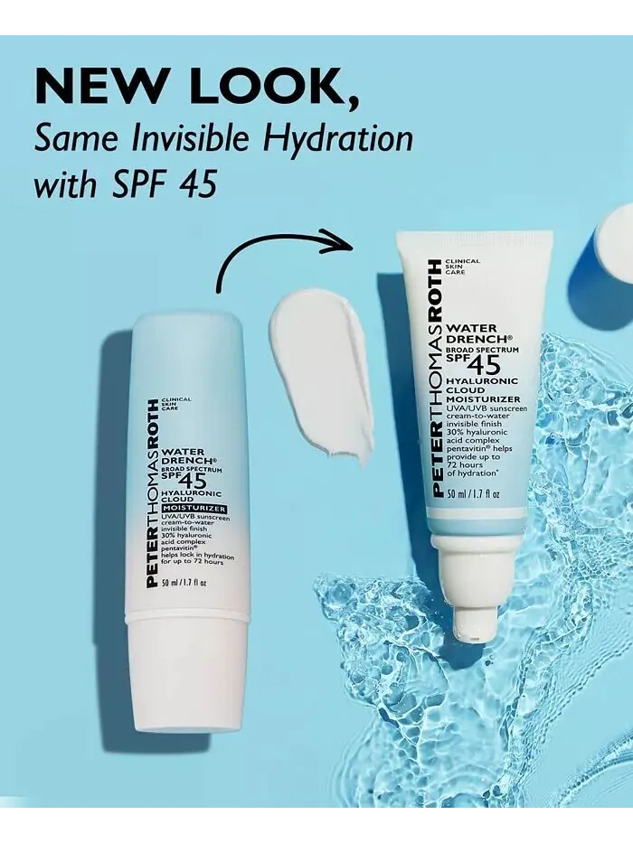 Water Drench Broad Spectrum SPF 45 Гиалуроновое увлажняющее солнцезащитное средство Cloud, 1,7 — изображение 3 из 8