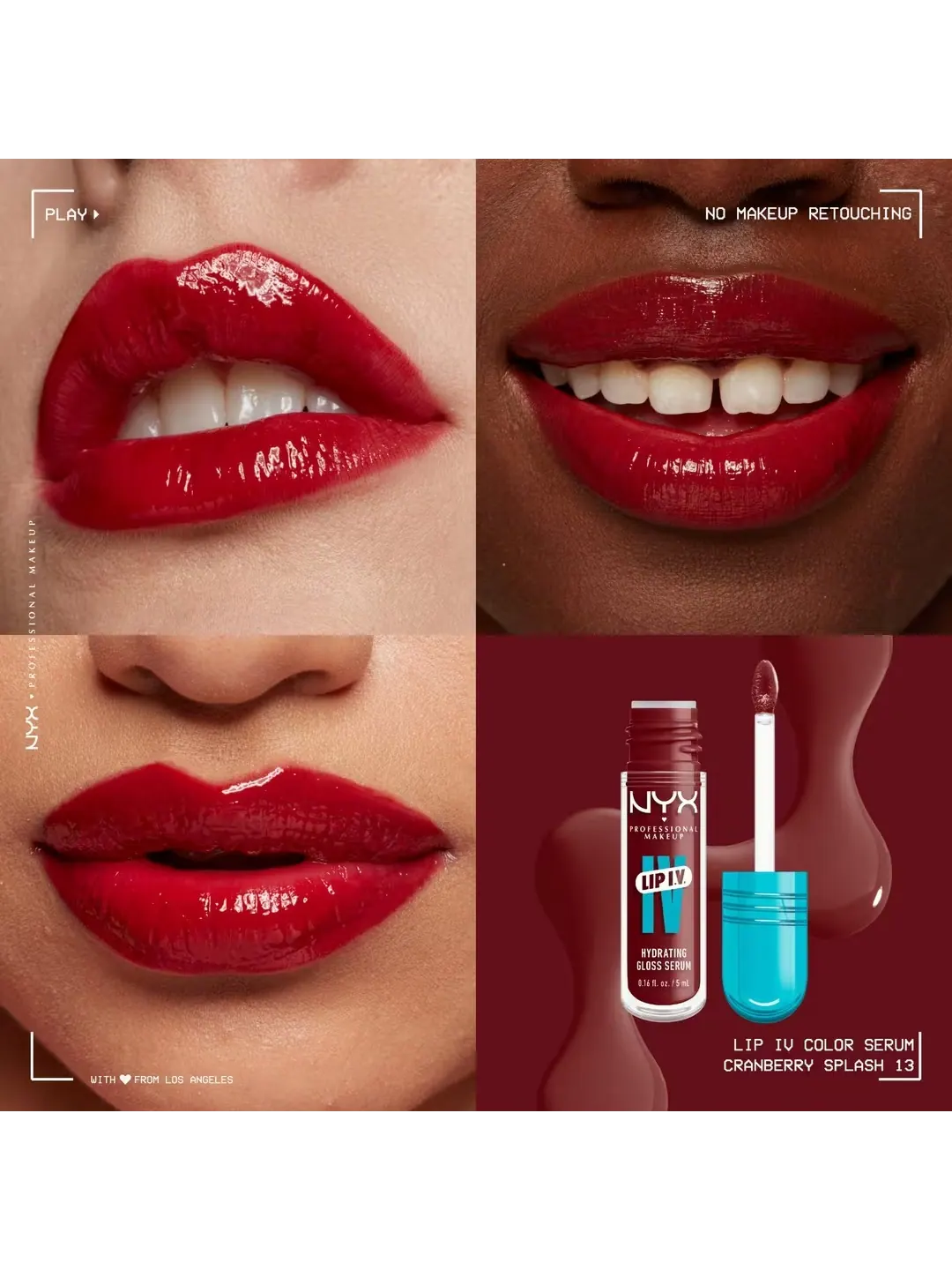 Увлажняющий блеск для губ NYX Professional Makeup Lip I.V. Hydrating Gloss Stain, Cranberry Splash — изображение 4 из 4