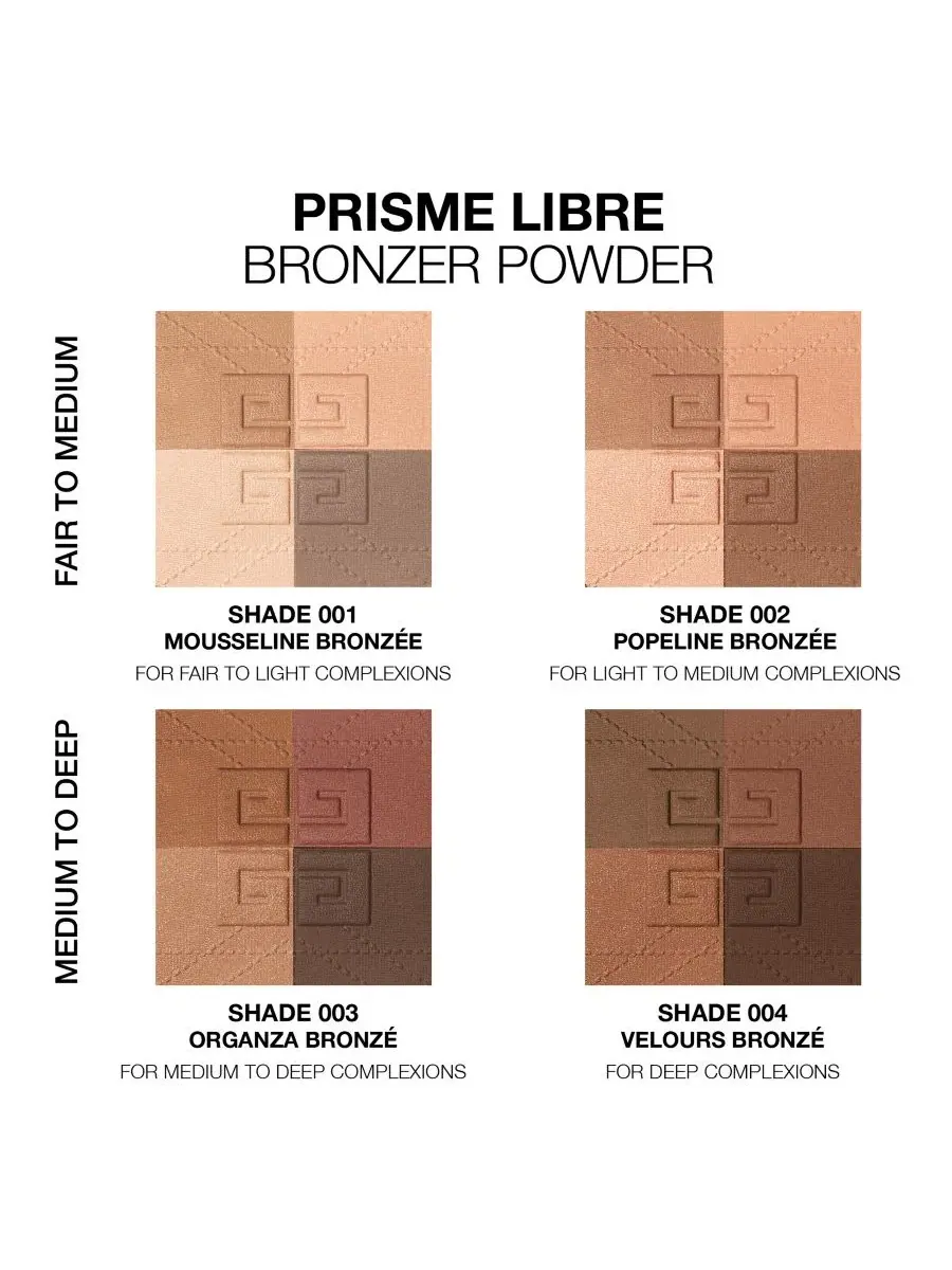 Пудра-бронзер 4 оттенка Prisme Libre Givenchy, H002: Popeline Bronzée — изображение 4 из 10
