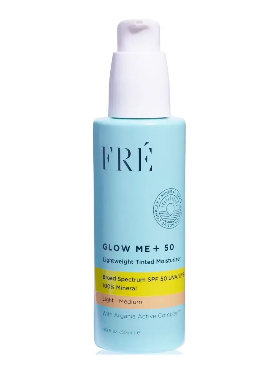 GLOW ME + 50 Легкий тонирующий увлажняющий крем с минеральными частицами, SPF 50, 1,69 унции FRE — без цвета