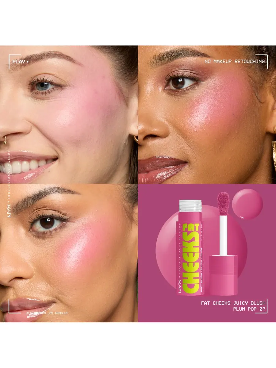 Жидкие румяна Fat Cheeks Juicy, 0,27 унции NYX Professional Makeup, цвет plum pop — изображение 5 из 5