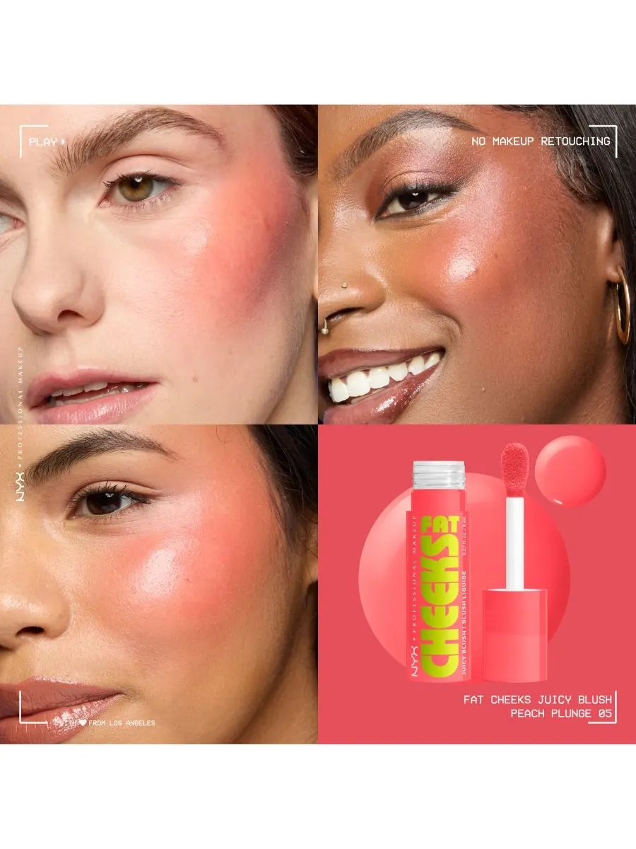 Жидкие румяна Fat Cheeks Juicy, 0,27 унции NYX Professional Makeup, цвет peach plunge — изображение 5 из 5