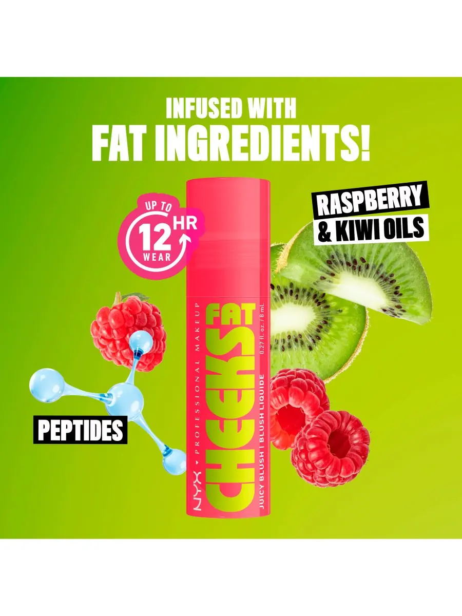 Жидкие румяна Fat Cheeks Juicy, 0,27 унции NYX Professional Makeup, цвет bouncin berry — изображение 3 из 5