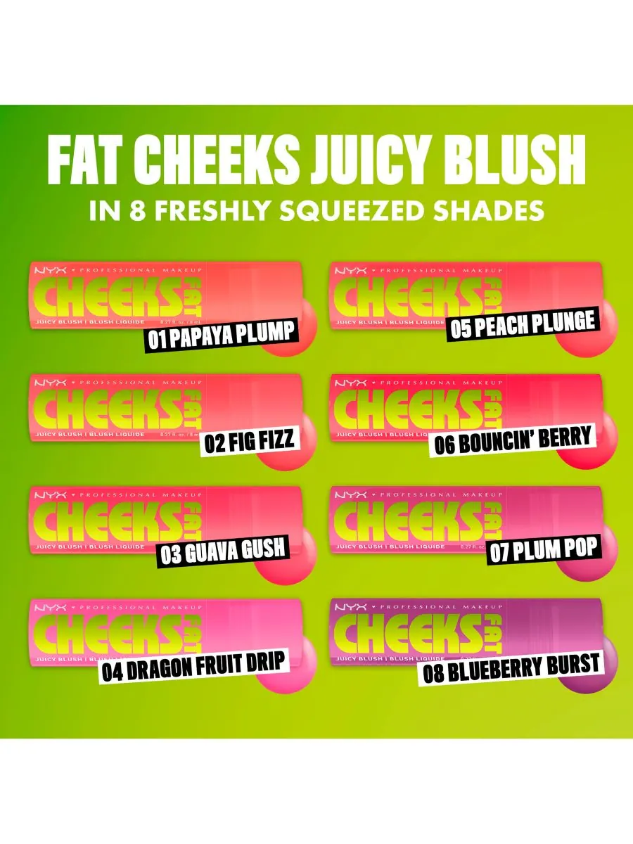 Жидкие румяна Fat Cheeks Juicy, 0,27 унции NYX Professional Makeup, цвет bouncin berry — изображение 4 из 5