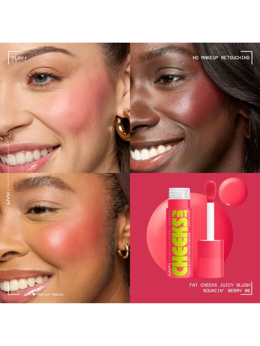 Жидкие румяна Fat Cheeks Juicy, 0,27 унции NYX Professional Makeup, цвет bouncin berry — изображение 5 из 5