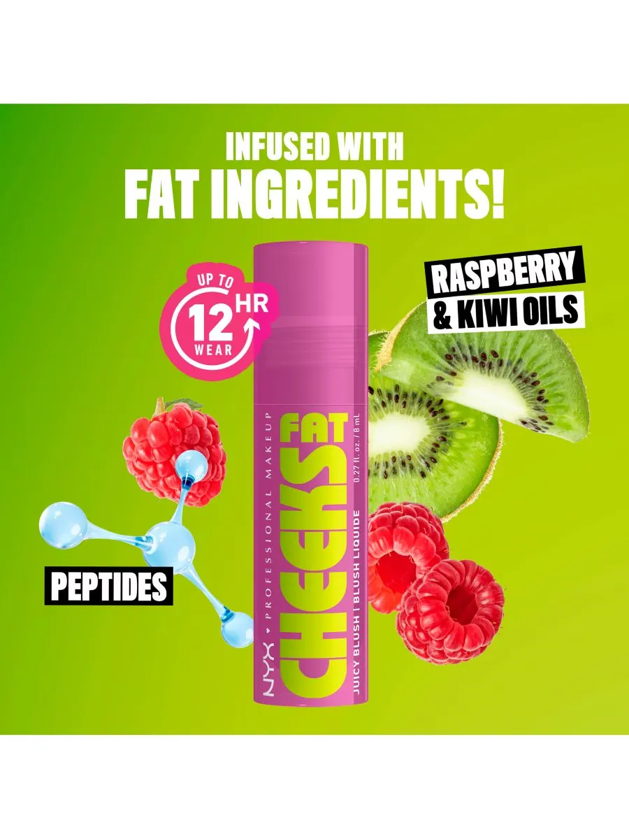 Жидкие румяна Fat Cheeks Juicy, 0,27 унции NYX Professional Makeup, цвет blueberry burst — изображение 3 из 5
