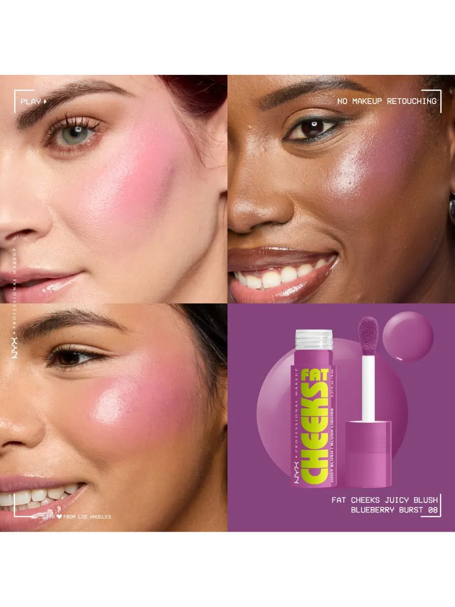 Жидкие румяна Fat Cheeks Juicy, 0,27 унции NYX Professional Makeup, цвет blueberry burst — изображение 5 из 5