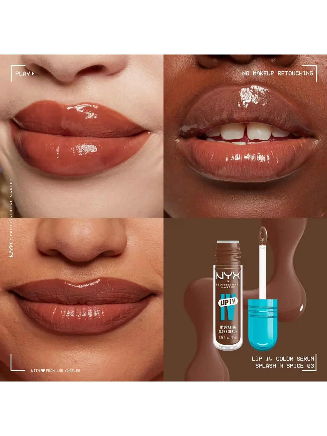 Увлажняющий блеск для губ NYX Professional Makeup Lip I.V. Hydrating Gloss Stain, Splash N Spice, 5 — изображение 4 из 4