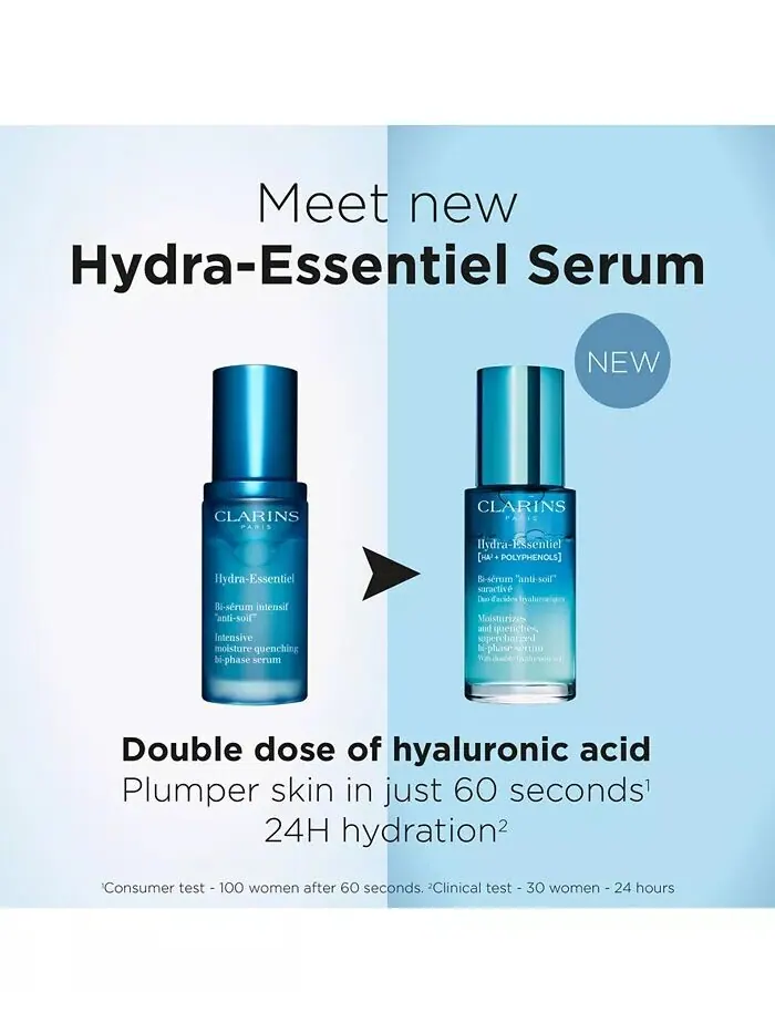 Сыворотка Clarins — Двухфазная для лица Hydra-Essentiel с двойной гиалуроновой кислотой — изображение 8 из 9