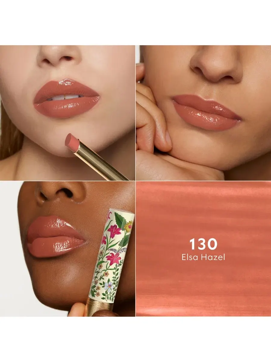 Помада гибридная с блеском и уходом, 1.7 г Gucci Flora Limited Edition Gucci, 130 - Elsa Hazel — изображение 2 из 7