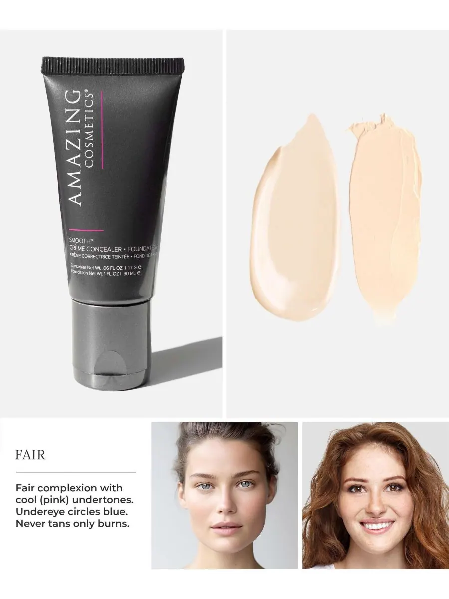 SMOOTH Кремовый консилер и тональная основа в одном флаконе AMAZINGCOSMETICS, Fair — изображение 5 из 8