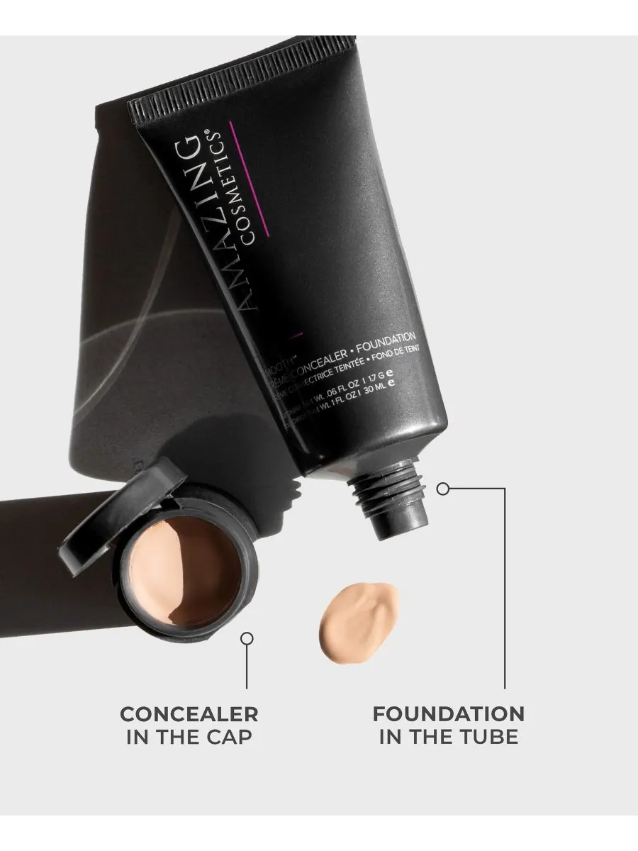 SMOOTH Кремовый консилер и тональная основа в одном флаконе AMAZINGCOSMETICS, Fair — изображение 8 из 8