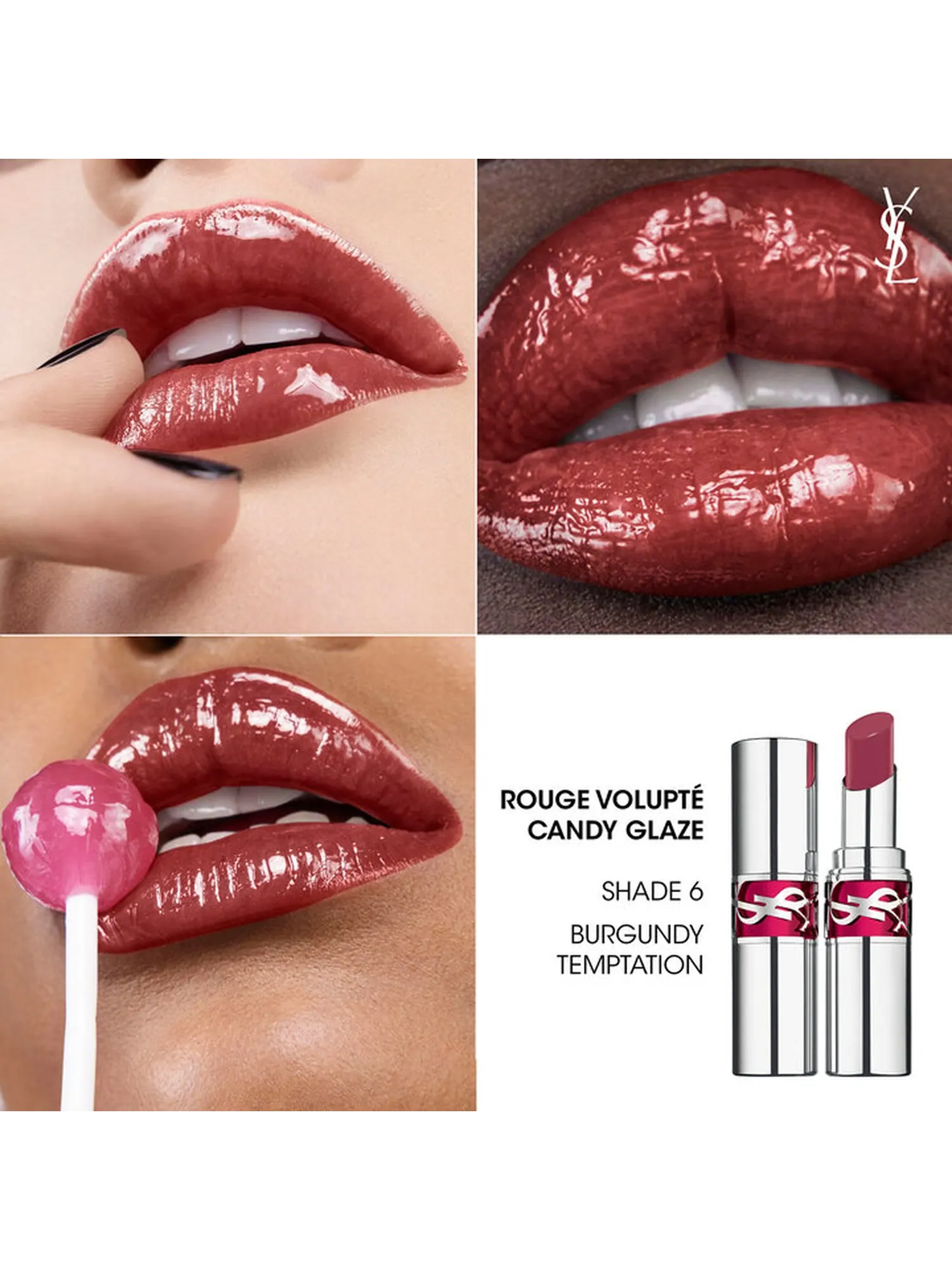 Блеск для губ Yves Saint Laurent Loveshine Candy Glaze, 6 - Burgundy Temptation, 3,2 г — изображение 2 из 4