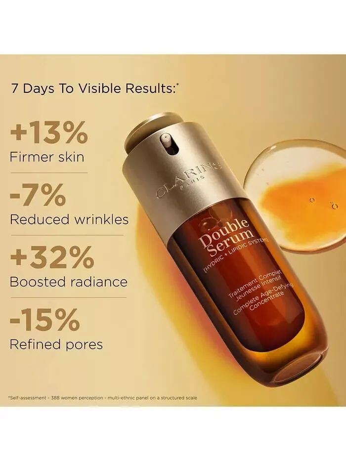 Сыворотка Clarins — Двойная для укрепления, разглаживания, усиления сияния и сужения пор — изображение 2 из 14